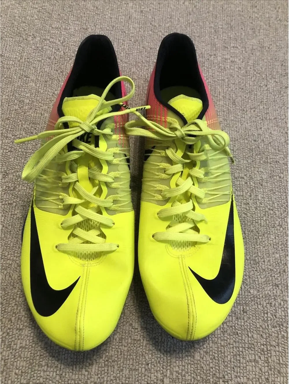 NIKE Zoom Celar 5 Running OC Spikes Mens Sz 10 882023-999 Yellow Pink